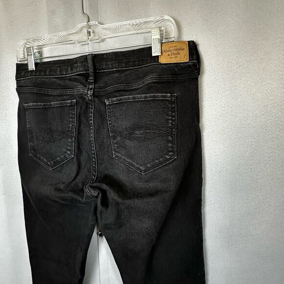 Womens Abercrombie & Fitch Black Denim Jeans Stretch Super Skinny Sz 8R 29 X 31 - Picture 4 of 6
